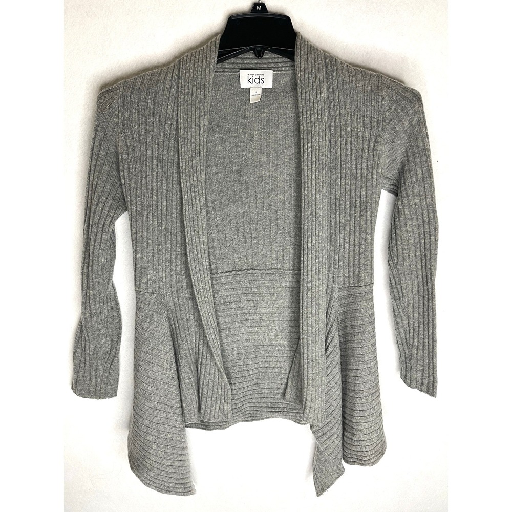 Kids cashmere sweater grey‎ size 12 Draped Front 80% wool 20% cashmere